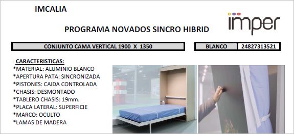 SET HERRAJE CAMA VERTICAL CON SOMIER DE 135X190 COMPLETO PATAS SINCRO HIBRIDO DESMONTADO